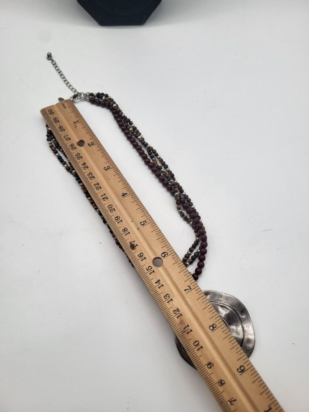 Premier Designs Tiger’s Eye Hammered Medallion Multi-Strand Beaded Necklace boho - Picture 5 of 7